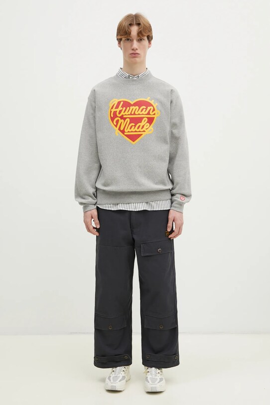 Bavlněná mikina Human Made Heavyweight Sweatshirt HM29CS016 šedá