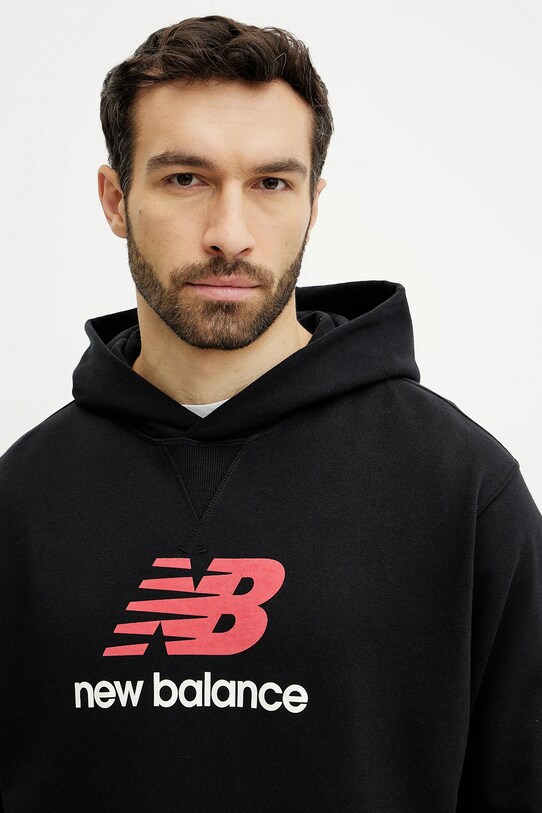 Bavlněná mikina New Balance černá MT51512BK