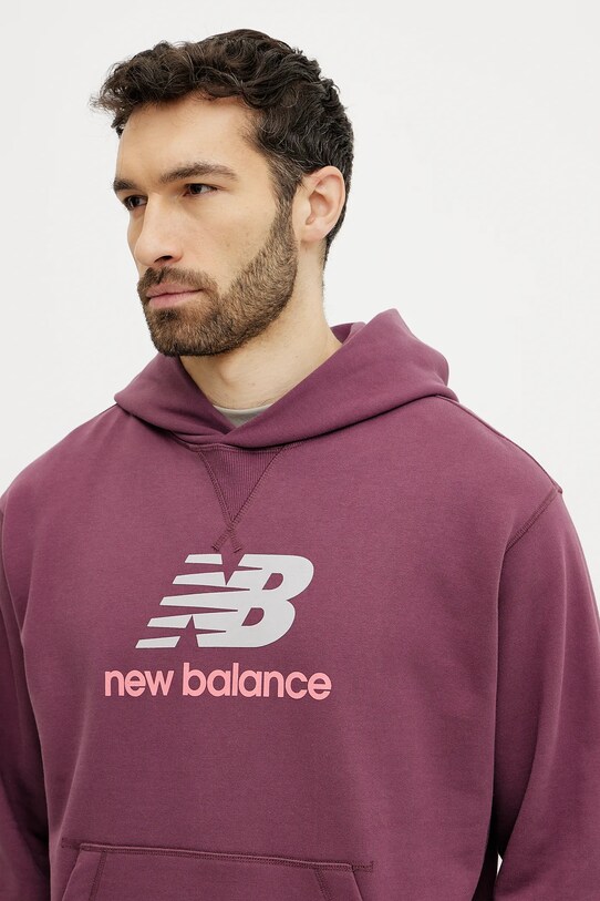 New Balance pamut melegítőfelső burgundia MT51512FDP