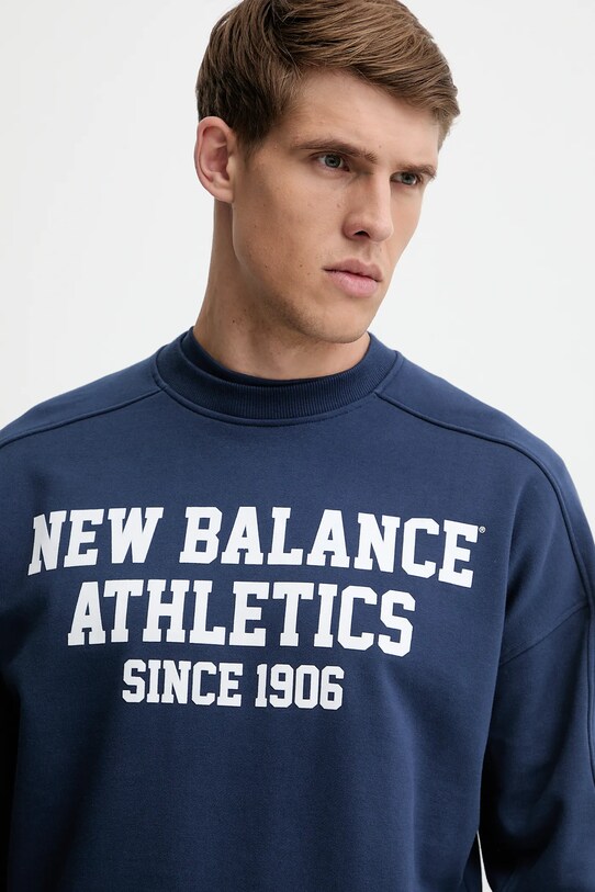 Bavlnená mikina New Balance tmavomodrá MT51521NNY