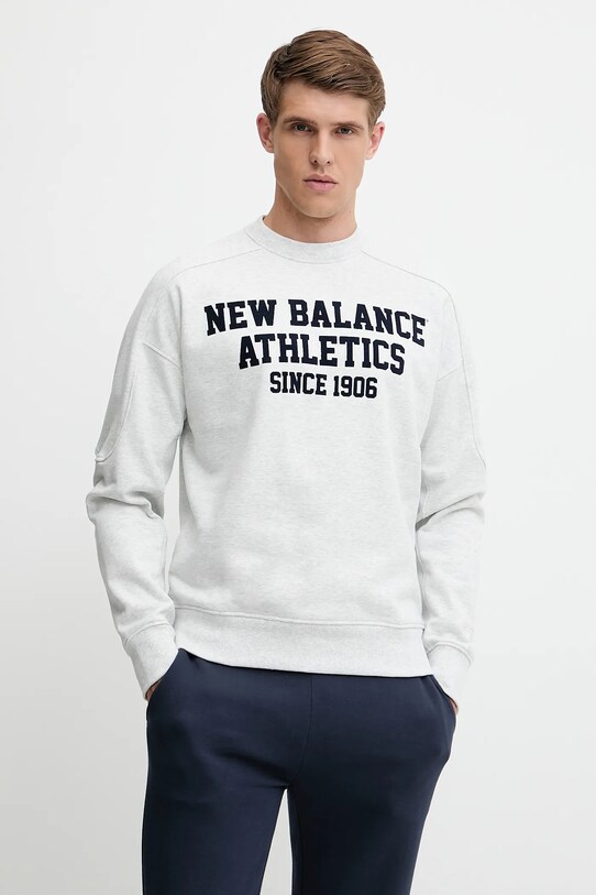New Balance bluza bawełniana aplikacja szary MT51521AHH