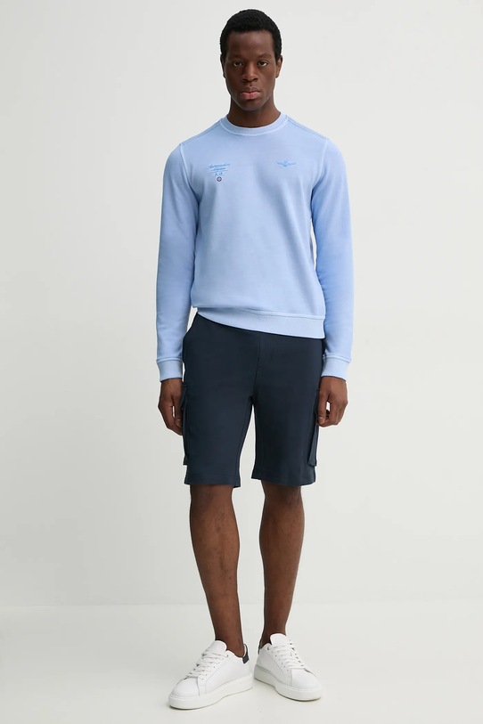 Bavlněná mikina Aeronautica Militare FE1991F583 modrá SS25