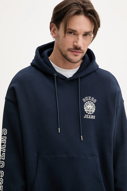 Βαμβακερή μπλούζα Guess Jeans σκούρο μπλε M5GQ21.KCPR1