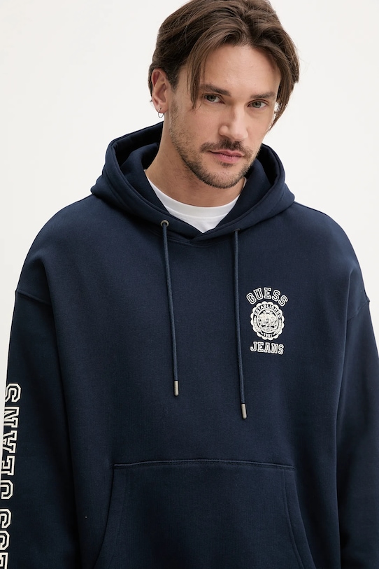 Guess Jeans bluza bawełniana granatowy M5GQ21.KCPR1
