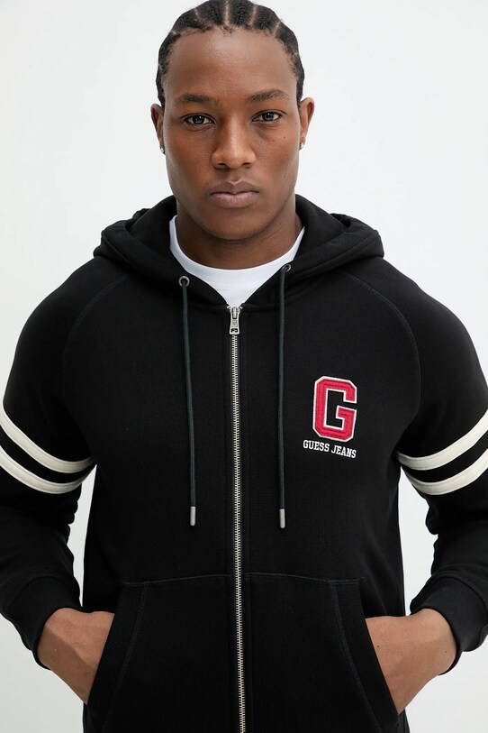 Guess Jeans pamut melegítőfelső fekete M5GQ26.KCPR1
