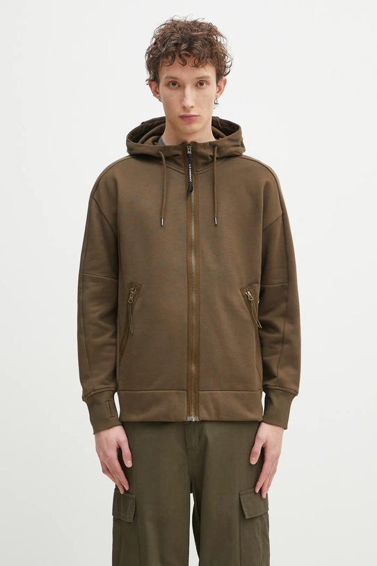 Бавовняна кофта C.P. Company з капюшоном зелений 18CMSS028A005086W