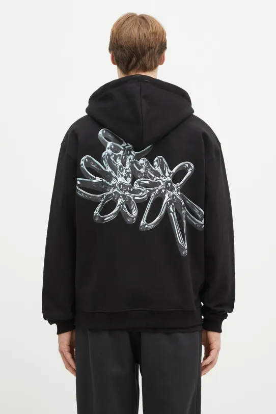 Filling Pieces hanorac de bumbac Chrome Flower cu gluga negru 95299821861