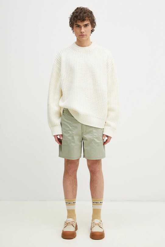 MKI MIYUKI ZOKU sweter z domieszką wełny Chunky Rib Knit Crewneck CHUNKY.RIB.KNIT.CREWNE. beżowy