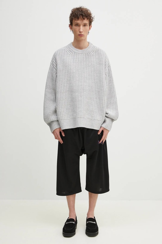 MKI MIYUKI ZOKU pulover din amestec de lana Chunky Rib Knit Crewneck CHUNKY.RIB.KNIT.CRE.GR gri