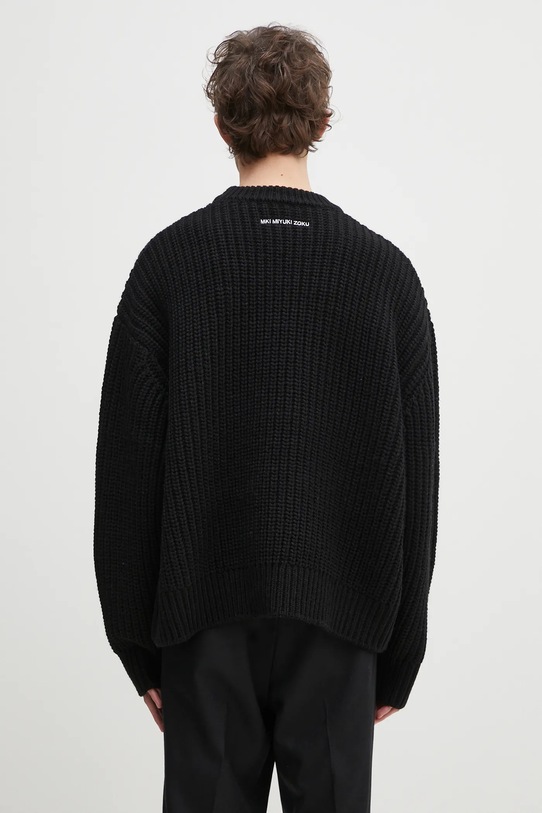 Clothing MKI MIYUKI ZOKU wool blend jumper Chunky Rib Knit Crewneck CHUNKY.RIB.KNIT.CRE.BL black