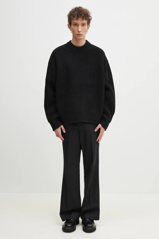 Светр з домішкою вовни MKI MIYUKI ZOKU Chunky Rib Knit Crewneck CHUNKY.RIB.KNIT.CRE.BL чорний