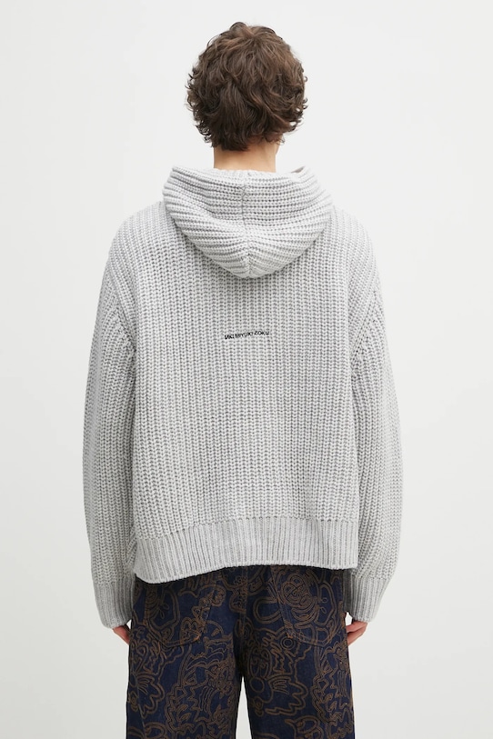 Clothing MKI MIYUKI ZOKU wool blend jumper Chunky Rib Knit Hoody CHUNKY.RIB.KNIT.HOODY.G gray