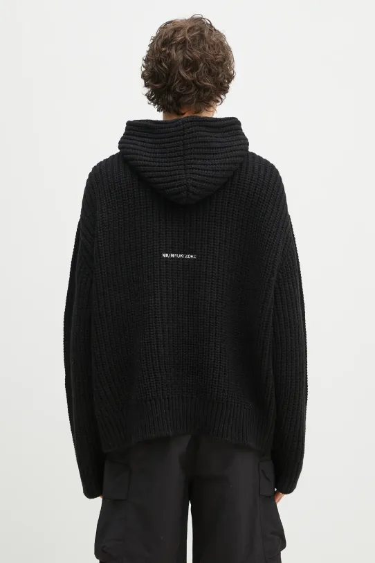 Ρούχα Πουλόβερ με προσθήκη μαλλιού MKI MIYUKI ZOKU Chunky Rib Knit Hoody CHUNKY.RIB.KNIT.HOODY.B μαύρο