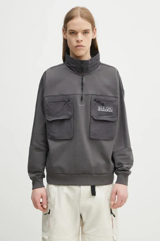 Суичър Napapijri B-Tusco Hz надпис сив NP0A4IC9H981