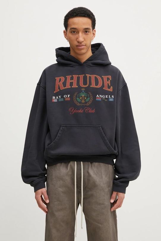 RHUDE hanorac de bumbac Bay Of Angels print gri RHPS25HO01012