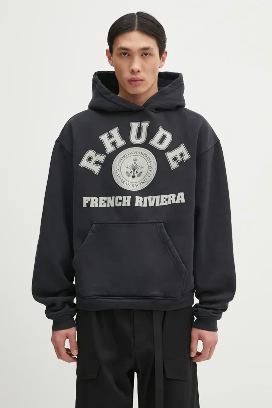 Pamučna dukserica RHUDE French Riviera print crna RHPS25HO04012