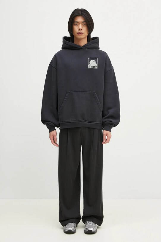 Βαμβακερή μπλούζα RHUDE Moonlight Badge RHPS25HO05012 σκούρο μπλε