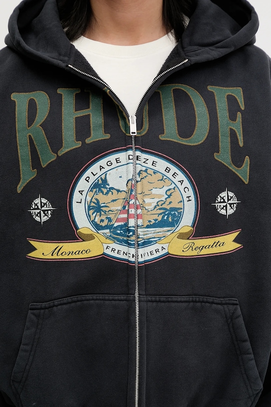 RHUDE cotton sweatshirt Monaco Regatta black RHSS25HO09012