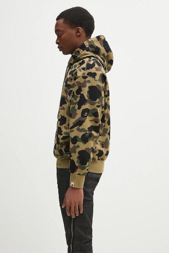 A Bathing Ape felpa in cotone 1St Camo Jacquard One Point 1L30114302 verde SS25