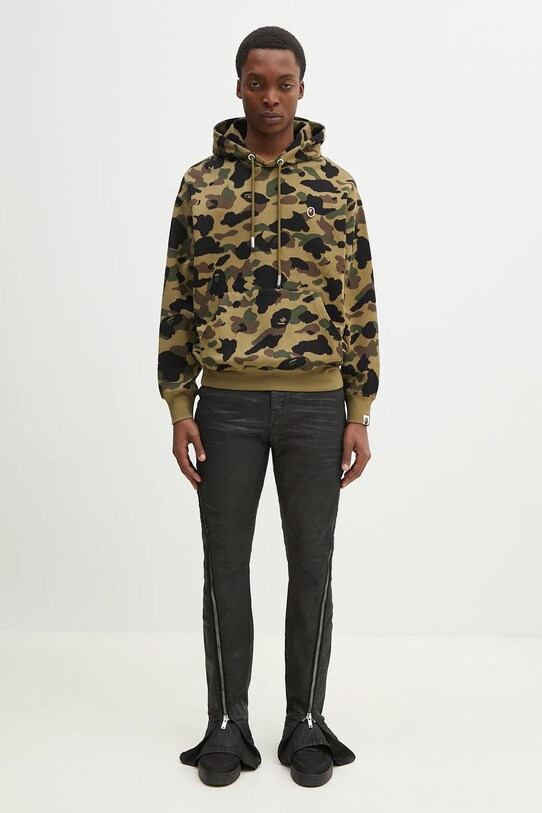 A Bathing Ape felpa in cotone 1St Camo Jacquard One Point 1L30114302 verde