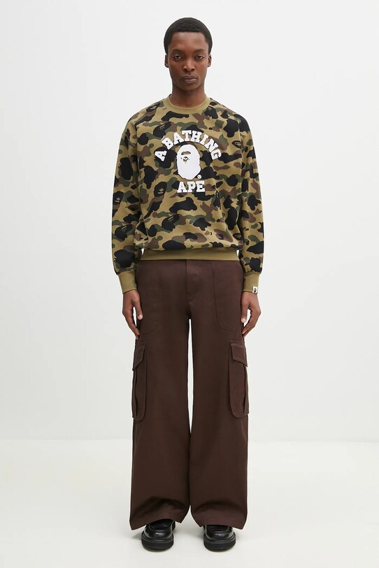 A Bathing Ape cotton sweatshirt 1St Camo Jacquard College 1L30113307 green