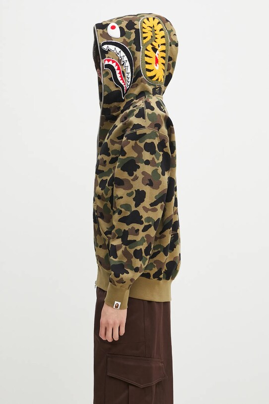 Bavlnená mikina A Bathing Ape 1St Camo Jacquard Shark 1L30115304 zelená SS25
