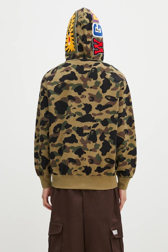 Oblečenie Bavlnená mikina A Bathing Ape 1St Camo Jacquard Shark 1L30115304 zelená