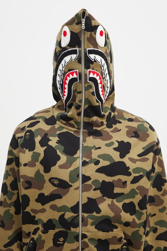 Bavlnená mikina A Bathing Ape 1St Camo Jacquard Shark zelená 1L30115304