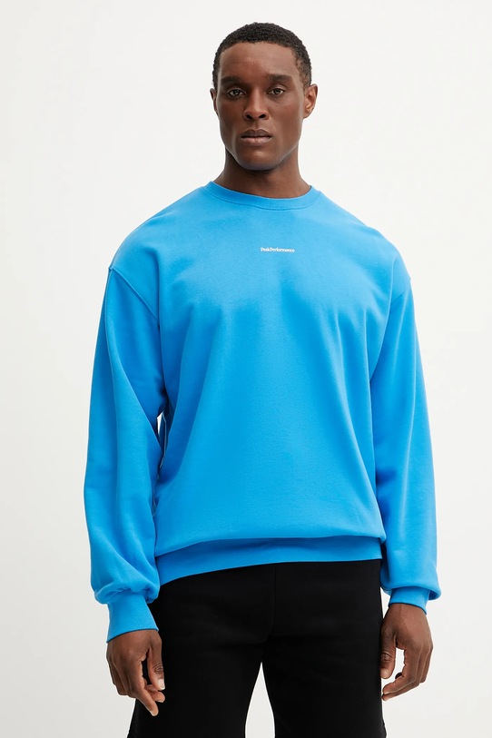 Хлопковая кофта Peak Performance хлопок голубой G80275
