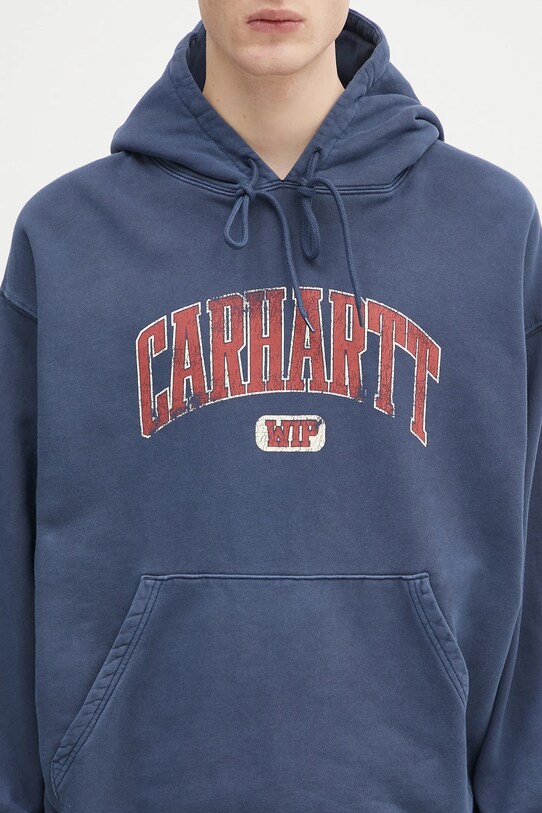 Παιδική βαμβακερή μπλούζα Carhartt WIP Hooded Library Sweat σκούρο μπλε I034726.E7GD