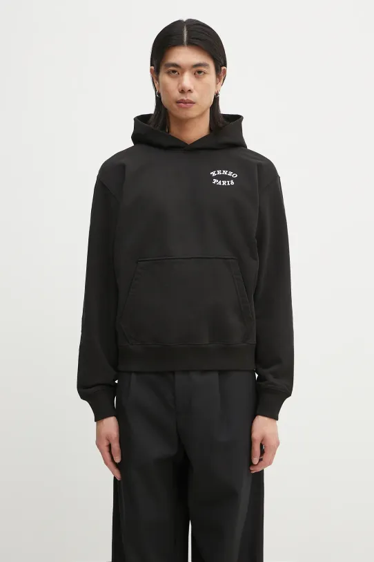 Bavlněná mikina Kenzo hladký černá FF55SW2724MC.99J