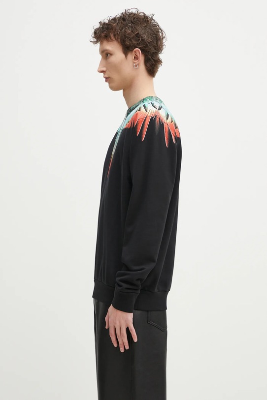 Marcelo Burlon hanorac de bumbac Icon Wings Regular Crewneck Black Multic CMBA009S25FLE0011084 negru SS25