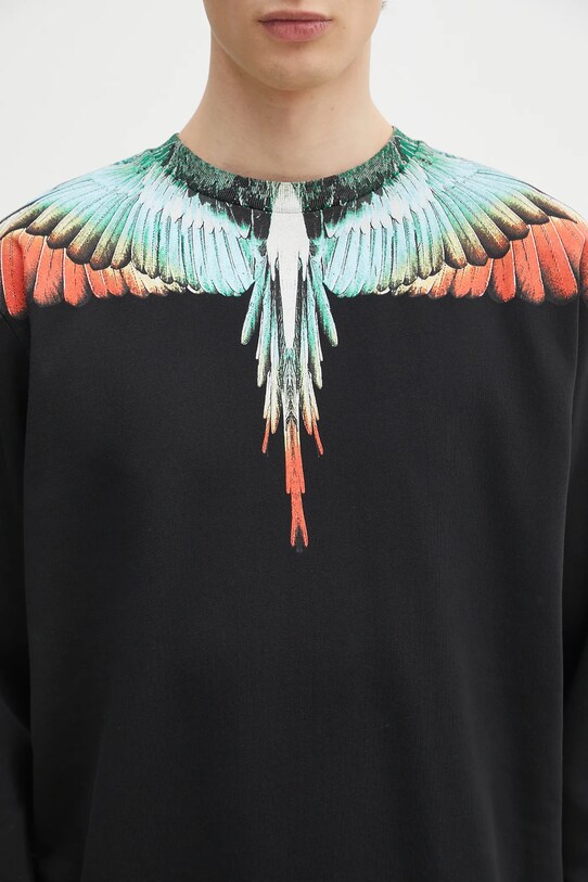 Marcelo Burlon hanorac de bumbac Icon Wings Regular Crewneck Black Multic negru CMBA009S25FLE0011084