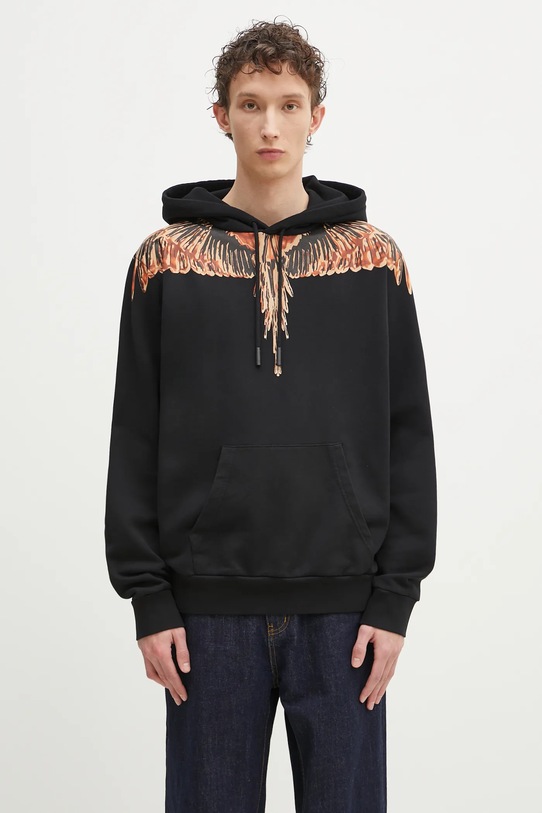 Marcelo Burlon cotton sweatshirt Icon Wings Regular Hoodie Black Orange cotton black CMBB007S25FLE0011020