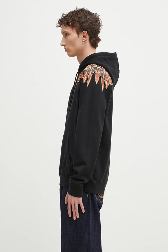 Marcelo Burlon hanorac de bumbac Icon Wings Regular Hoodie Black Orange CMBB007S25FLE0011020 negru SS25