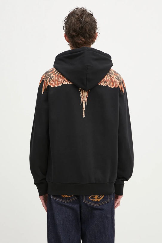 Одежда Хлопковая кофта Marcelo Burlon Icon Wings Regular Hoodie Black Orange CMBB007S25FLE0011020 чёрный