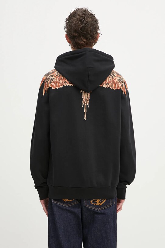 Abbigliamento Marcelo Burlon felpa in cotone Icon Wings Regular Hoodie Black Orange CMBB007S25FLE0011020 nero