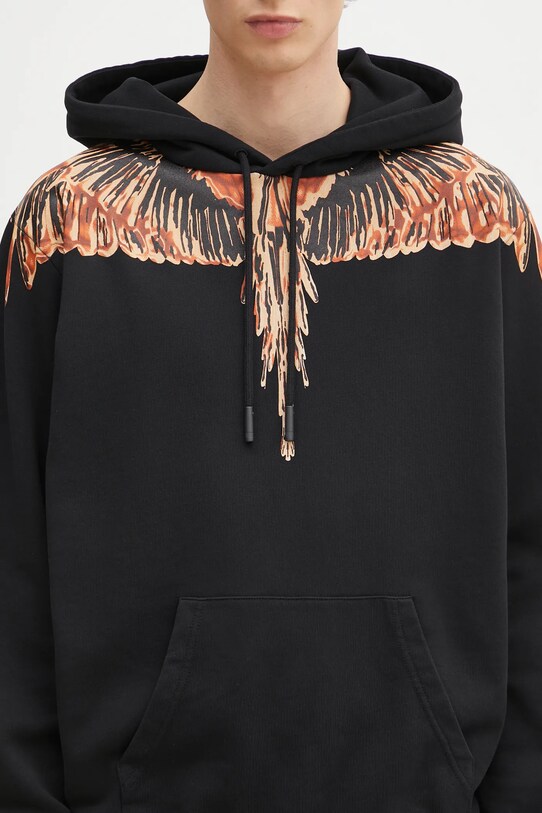 Marcelo Burlon hanorac de bumbac Icon Wings Regular Hoodie Black Orange negru CMBB007S25FLE0011020