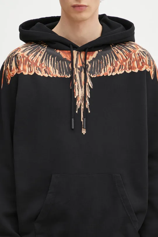 Marcelo Burlon bluza bawełniana Icon Wings Regular Hoodie Black Orange czarny CMBB007S25FLE0011020