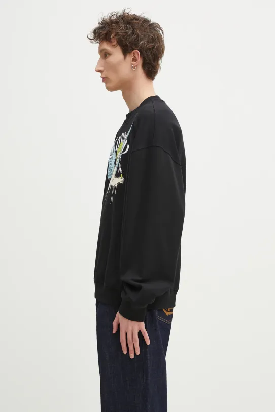 Marcelo Burlon hanorac de bumbac County Angel Boxy Crewneck Black Multico CMBA09CS25FLE0011084 negru SS25