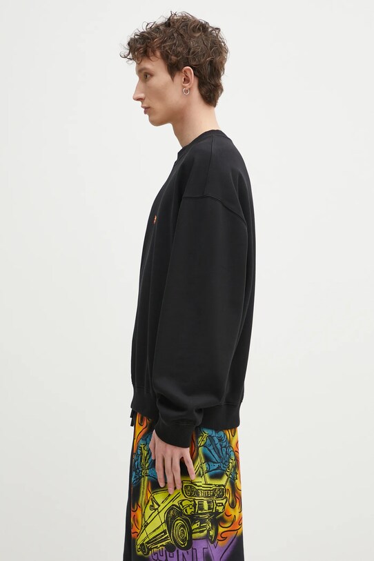 Marcelo Burlon hanorac de bumbac County Flame Boxy Crewneck Black Red CMBA09CS25FLE0051025 negru SS25