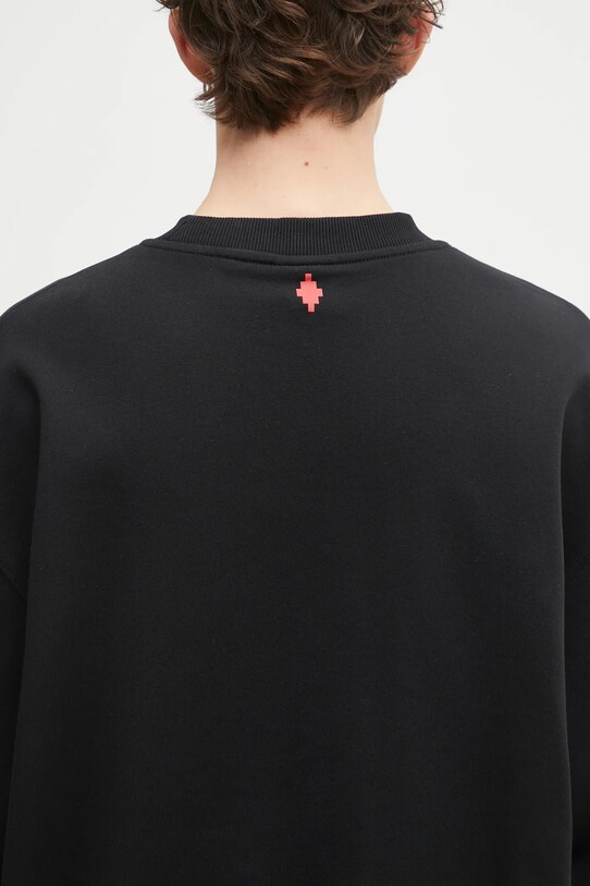 Marcelo Burlon hanorac de bumbac County Flame Boxy Crewneck Black Red negru CMBA09CS25FLE0051025