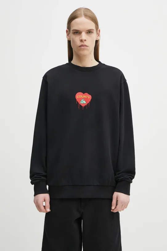 Marcelo Burlon hanorac de bumbac Bunny Heart Regular Crewneck Black Red print negru CMBA009S25FLE0031025
