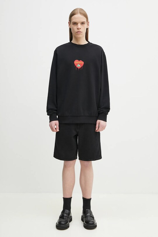 Marcelo Burlon bluza bawełniana Bunny Heart Regular Crewneck Black Red CMBA009S25FLE0031025 czarny