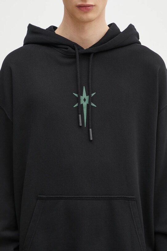 Marcelo Burlon hanorac de bumbac County Goth Boxy Hoodie Black Deep Green negru CMBB10CS25FLE0021052