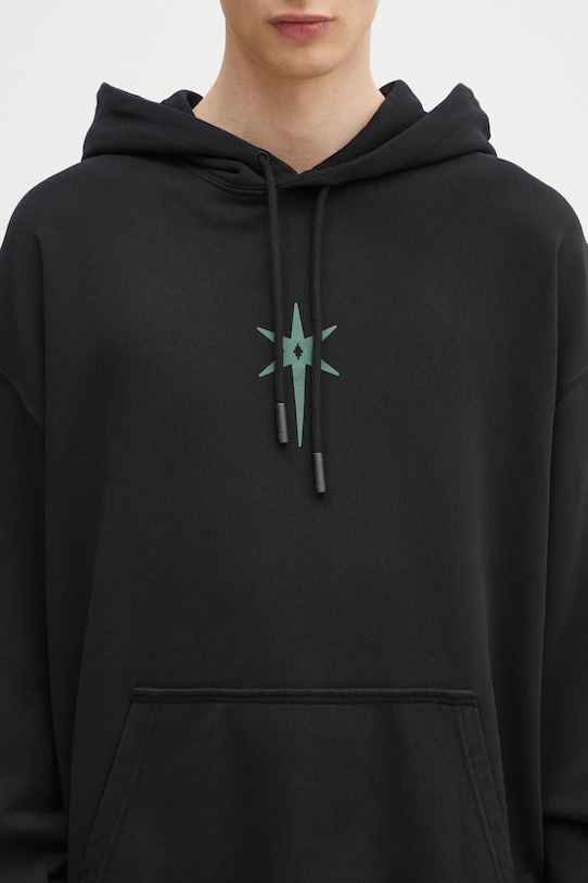 Marcelo Burlon bluza bawełniana County Goth Boxy Hoodie Black Deep Green czarny CMBB10CS25FLE0021052