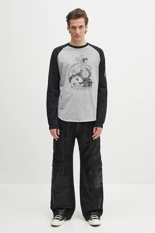 Bavlněné tričko s dlouhým rukávem AMBUSH Raglan L/S T-Shirt 12115325 šedá