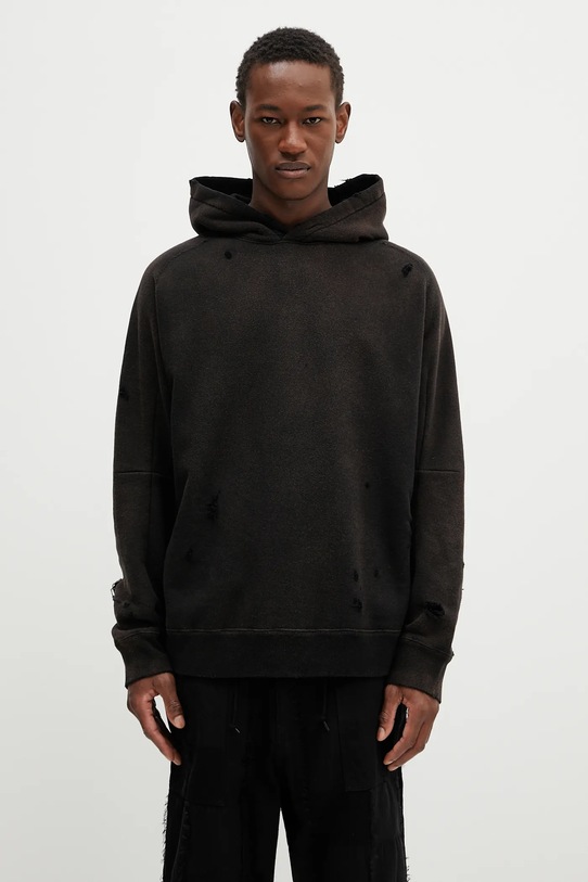 Needles bluza bawełniana Darts Sweat z kapturem czarny QV367