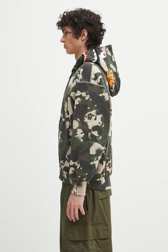 Bavlnená mikina A Bathing Ape Map Camo Shark Full Zip 1L30115001 zelená SS25