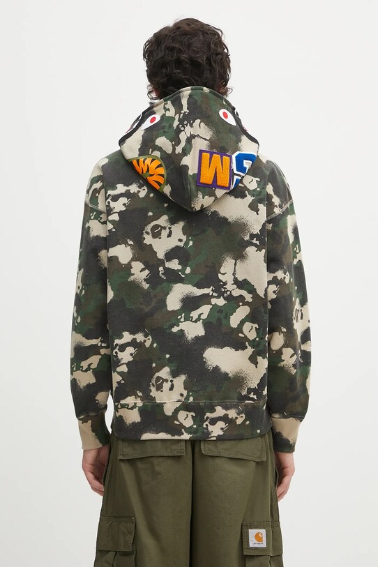 Oblečenie Bavlnená mikina A Bathing Ape Map Camo Shark Full Zip 1L30115001 zelená